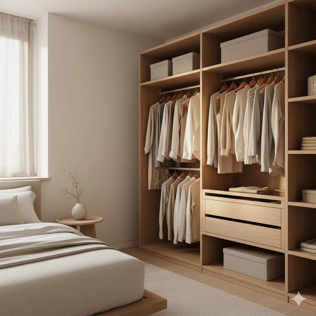 Home modern open closet system bedroom
